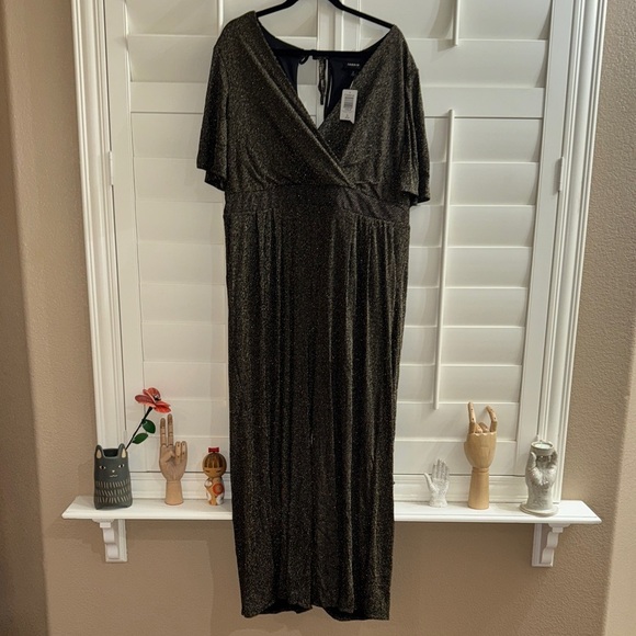 Torrid Shimmer Surplice Jumpsuit in Black Gold - Picture 1 of 8